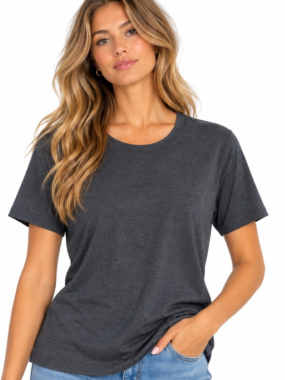 Beyond Yoga Size Medium Classic Crewneck T-Shirt in Charcoal Performance